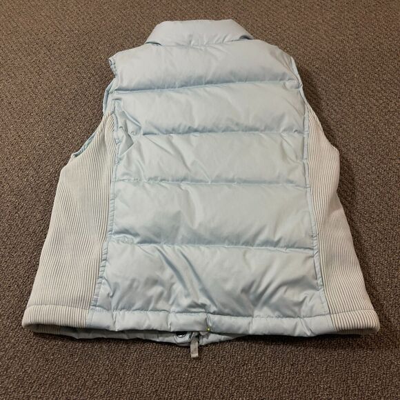Gap Winter Puffer Vest Women Size S Light Blue Polyester Full Button Zip Pockets - Picture 2 of 10